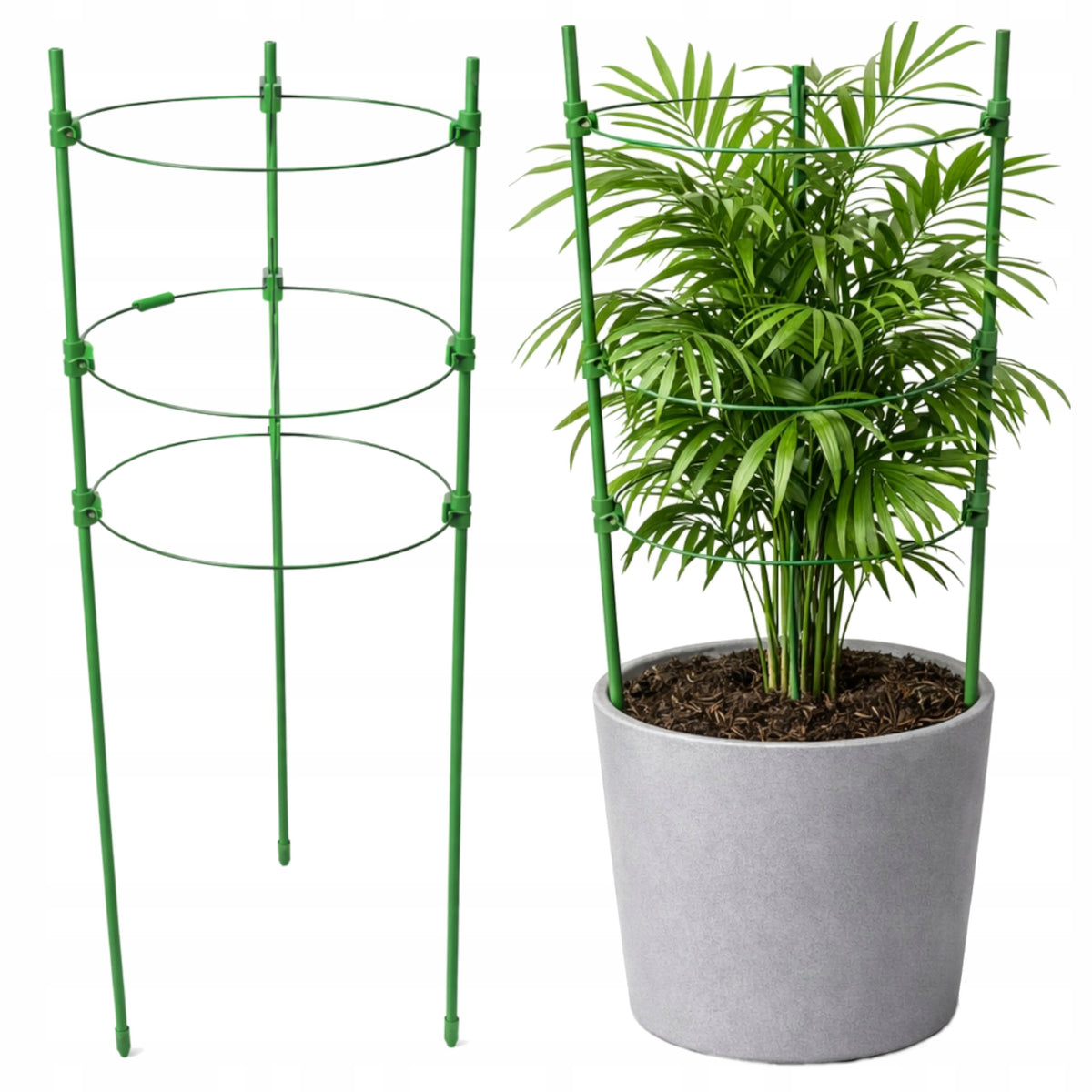 PODPÓRKA do kwiatów roślin wysoka podpora pierścieniowa mocna zielona 75cm