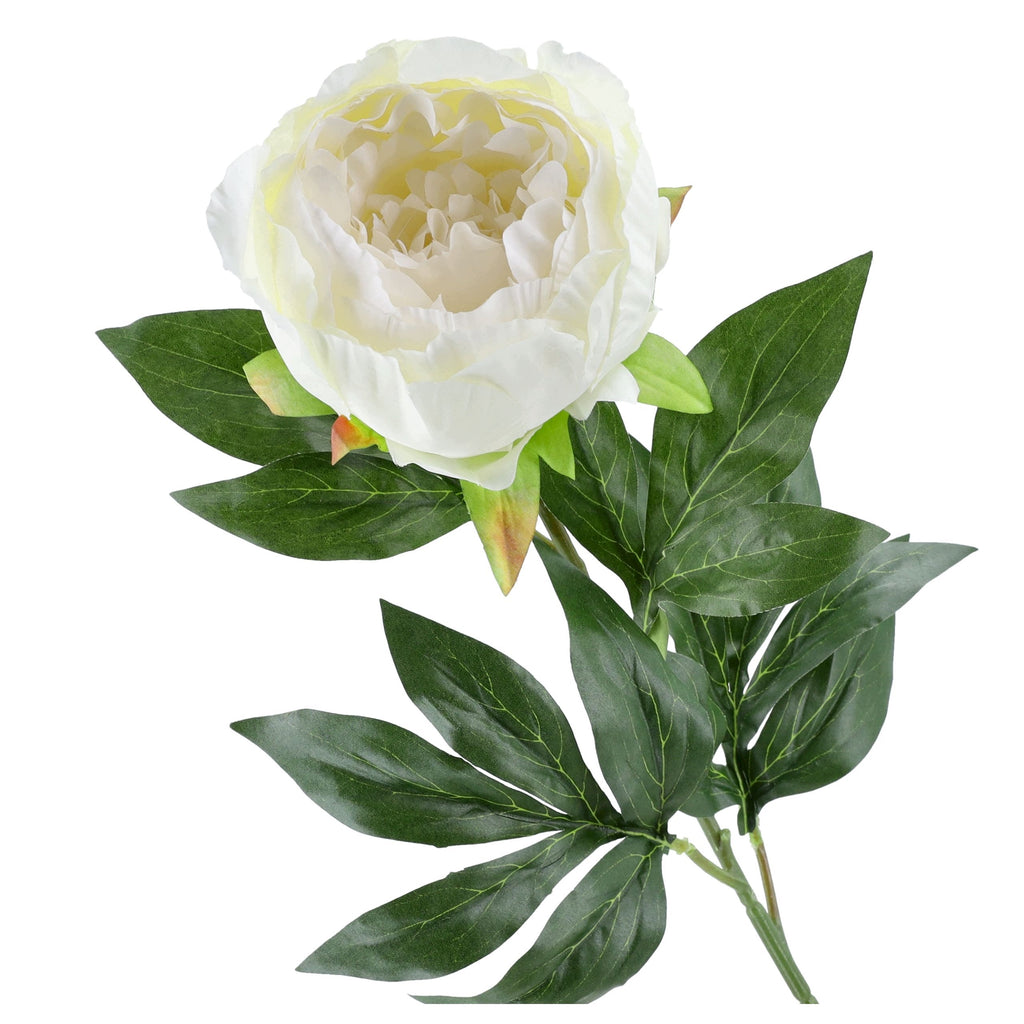 Gałązka Peonia 78cm Biały Sztuczna Piwonia Jak Żywa Kwiat Główka Bukiet