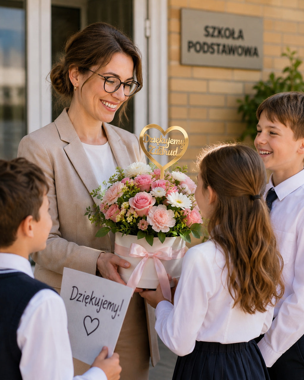 Topper Złoto Koniec roku Szkolne Podziękowanie Dzień Nauczyciela Prezent