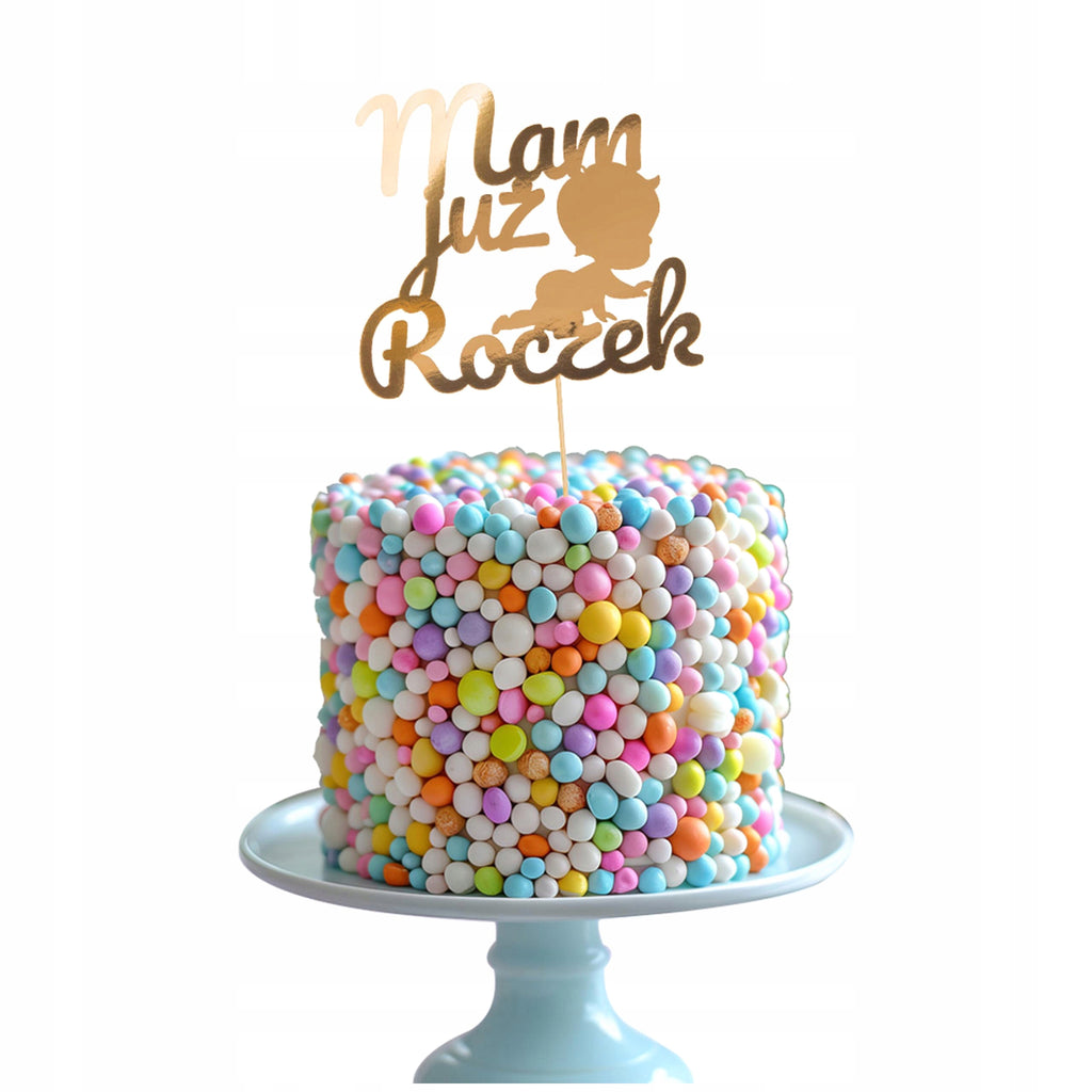 Topper Na Tort Dekoracje Urodzinowe Ozdoby Tortu Ozdoba Roczek Urodziny