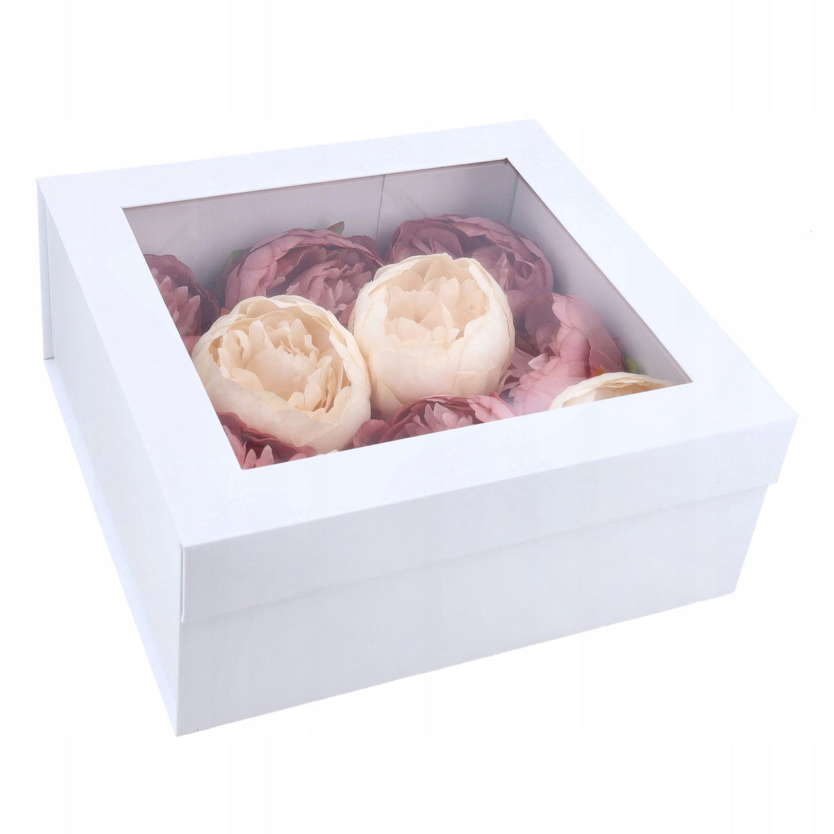 DEKORACYJNE PUDEŁKO z okienkiem na Prezent FLOWER BOX Ślub Chrzest DIY