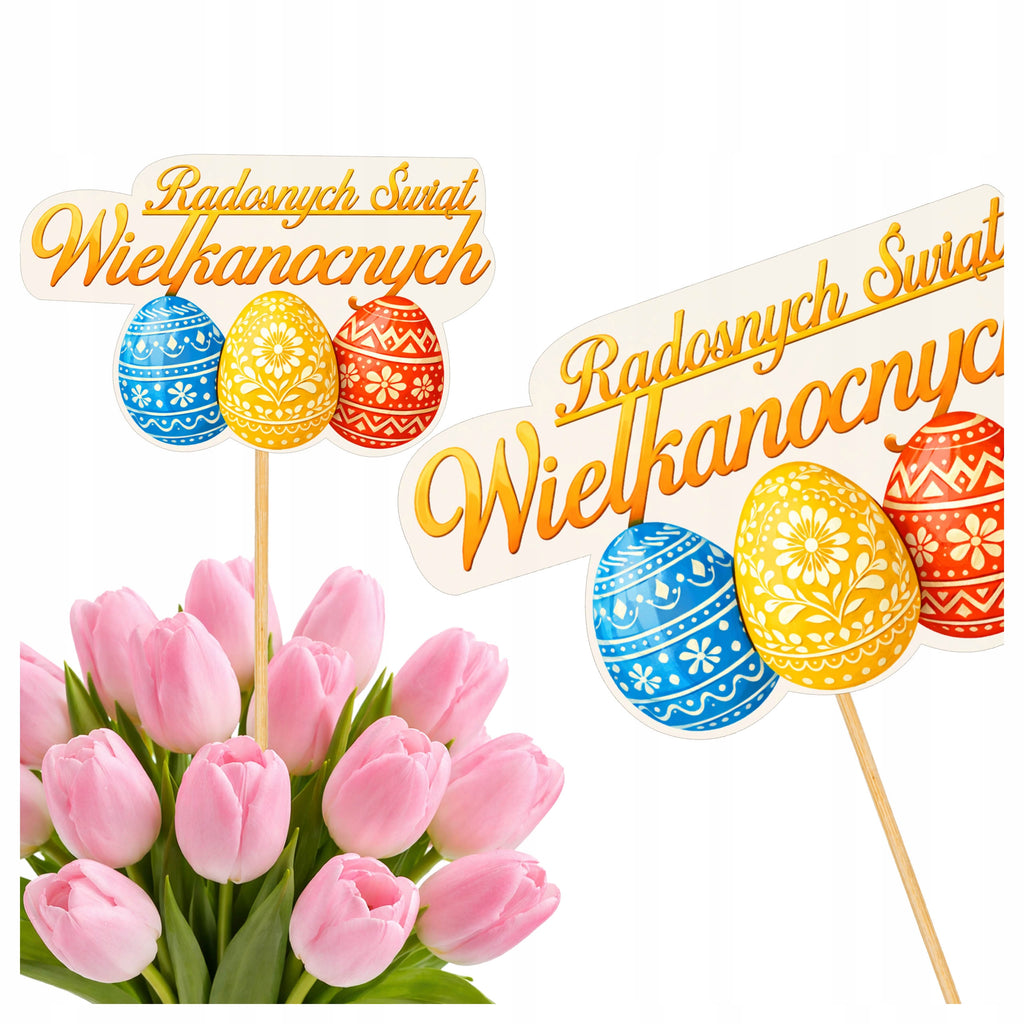 TOPPER WIELKANOCNY dekoracje wielkanocne do ŚWIĘCONKI toper piker WIELKANOC