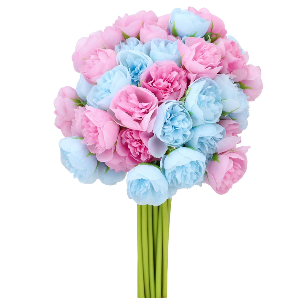 Bukiet Peonii Róż Błękit 32cm MIX Bukiet Kompozycja Kwiatowa Peonia Piwonia