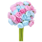 Bukiet Peonii Róż Błękit 32cm MIX Bukiet Kompozycja Kwiatowa Peonia Piwonia