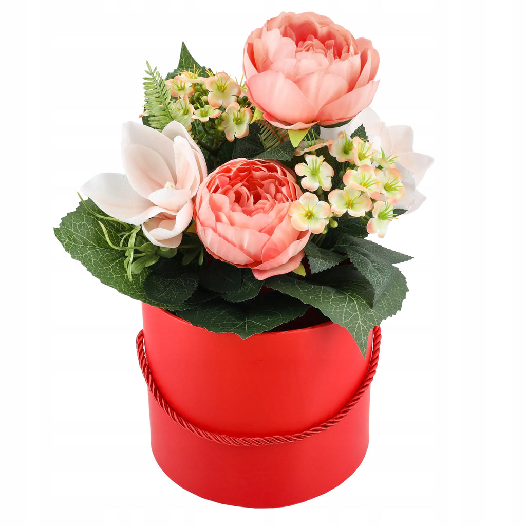 Flower Box Średni Okrągły Czerowny Pudełko Na Kwiaty Box Florystyczny