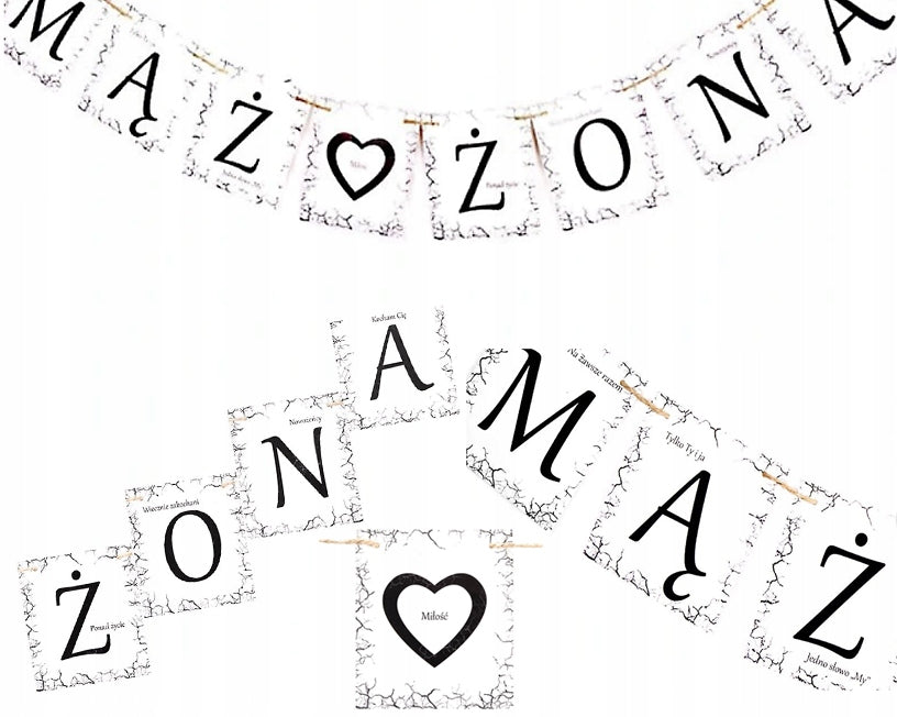 Baner MĄŻ ŻONA Weselny Dekoracja Ślubna 100cm