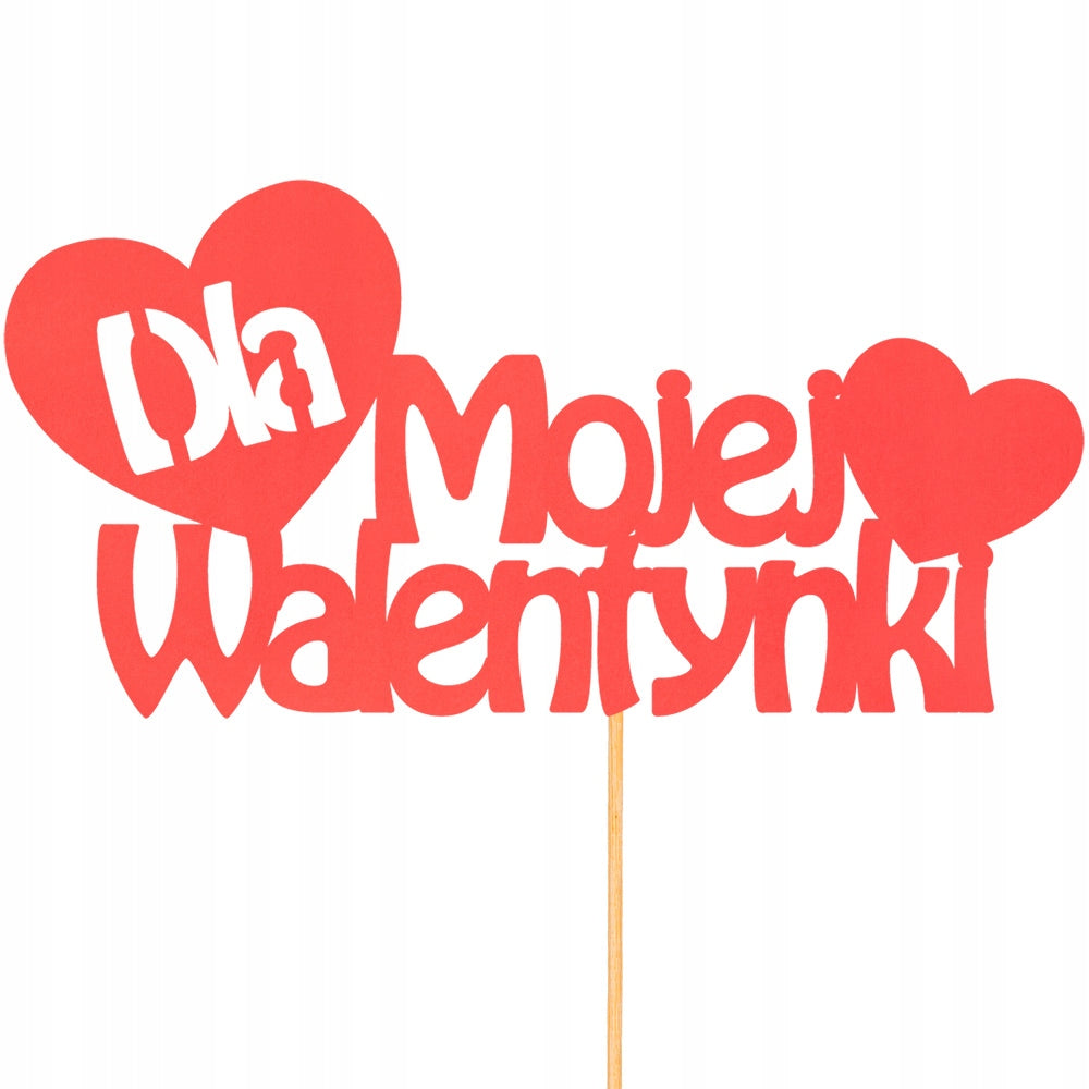 Topper Na Tort Do Flower Boxa Prezent Walentynki Święto Serce Czerwień