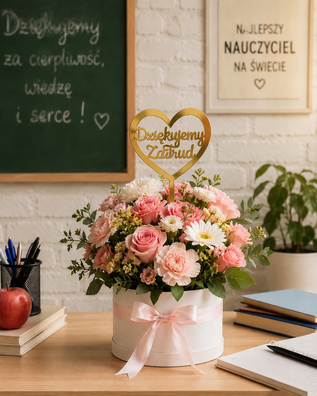Topper Złoto Koniec roku Szkolne Podziękowanie Dzień Nauczyciela Prezent