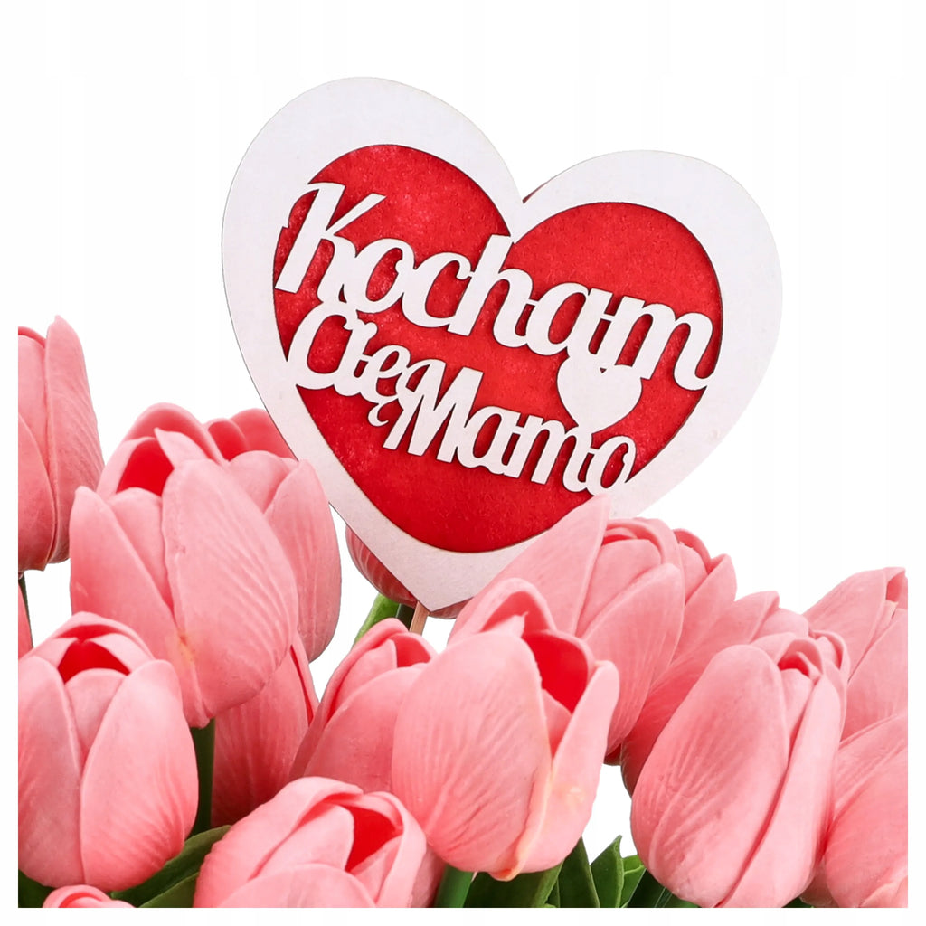 FLOWERBOX SZTUCZNE TULIPANY 30szt silikonowe TOPPER prezent na DZIEŃ MATKI