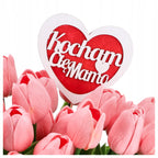 FLOWERBOX SZTUCZNE TULIPANY 30szt silikonowe TOPPER prezent na DZIEŃ MATKI