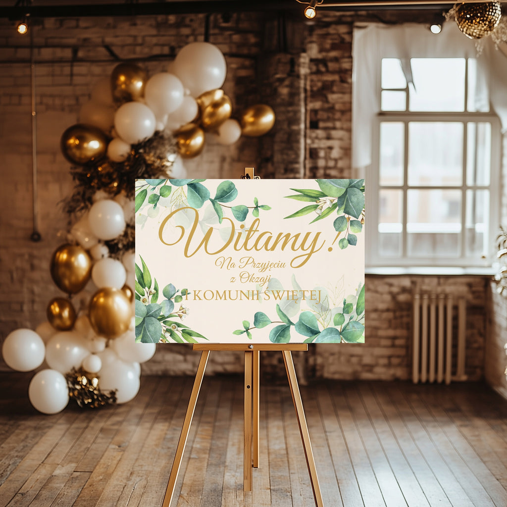 Tablica Powitalna na Komunię Dekoracje Komunijne Komunia Święta 70x50 cm