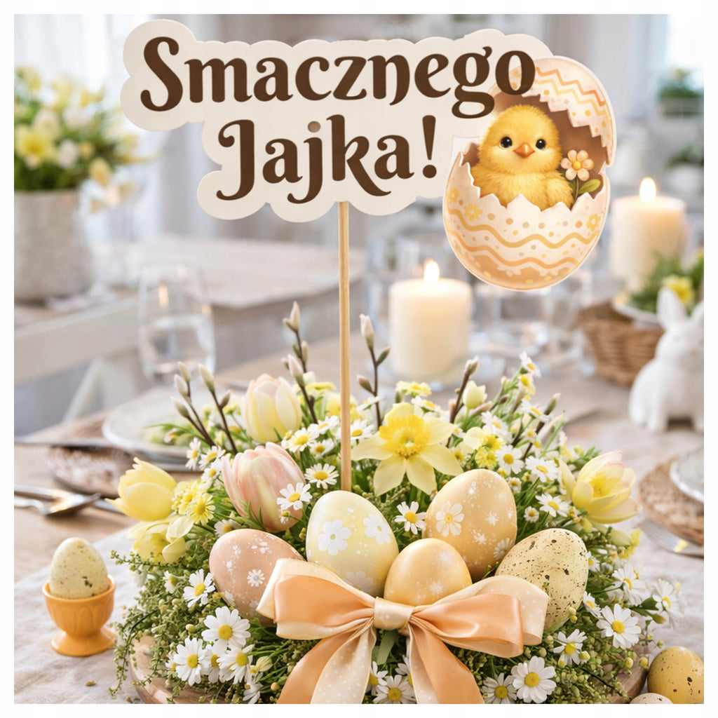 DEKORACJE WIELKANOC KURCZAK WIELKANOCNY święconka TOPPER TOPER wielkanoc