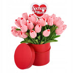 FLOWERBOX SZTUCZNE TULIPANY 30szt silikonowe TOPPER prezent na DZIEŃ MATKI