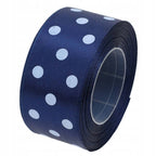 Wstążka W Kropki 38mm Granat Tasiemka Satynowa Do Dekoracji Taśma Na Rolce