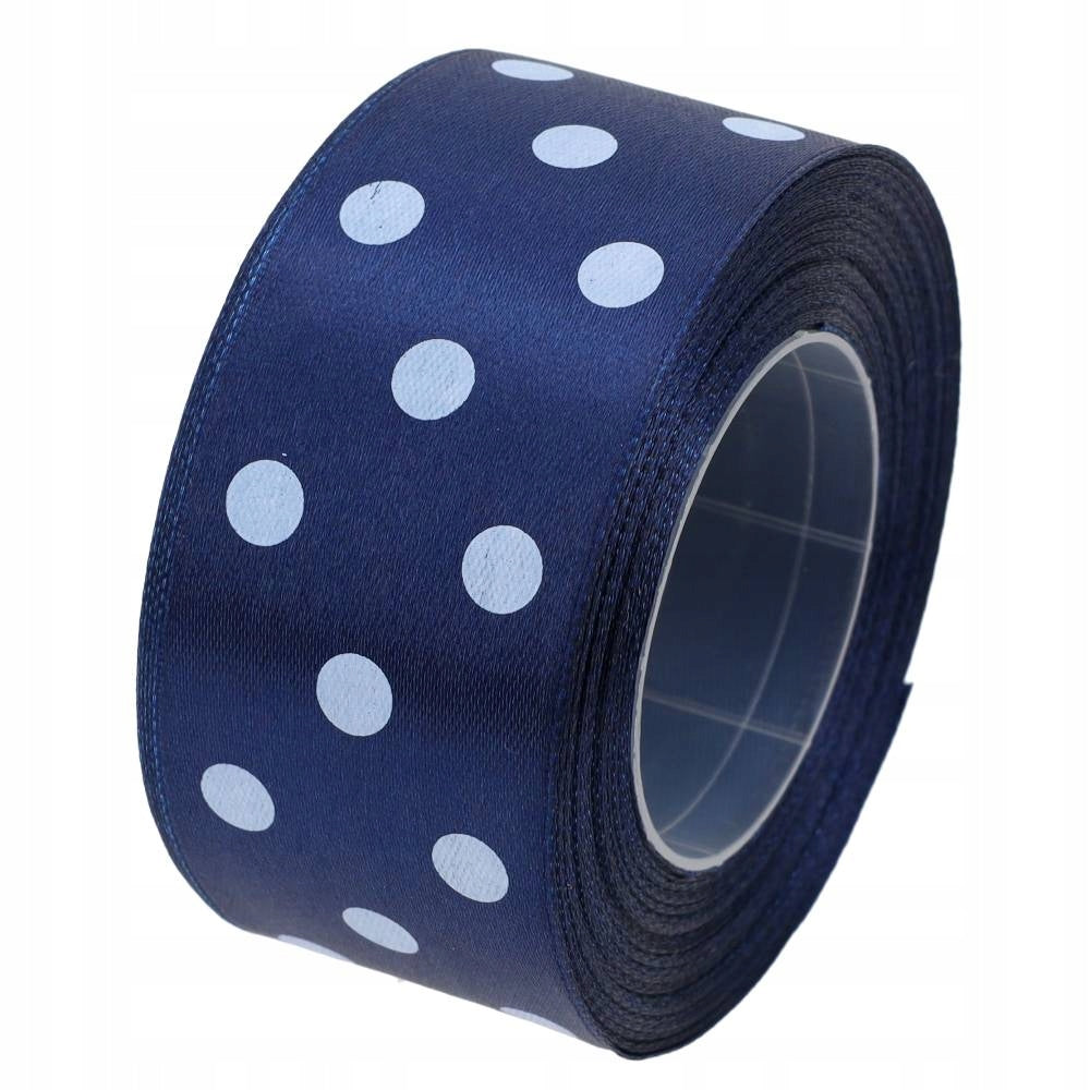 Wstążka W Kropki 38mm Granat Tasiemka Satynowa Do Dekoracji Taśma Na Rolce