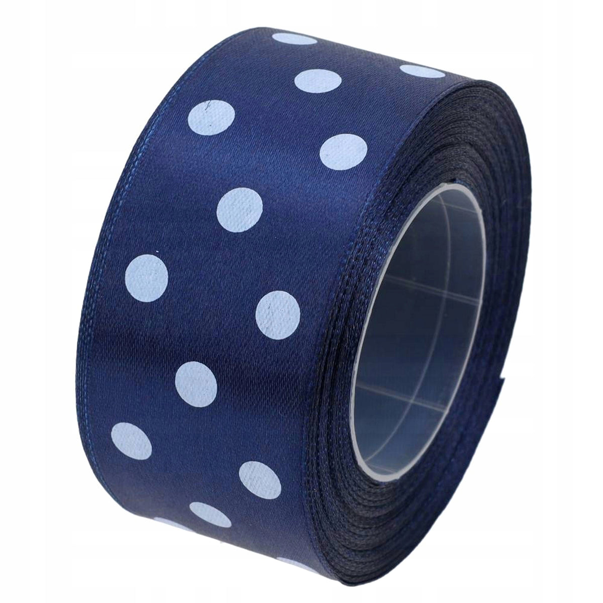 Wstążka W Kropki 38mm Granat Tasiemka Satynowa Do Dekoracji Taśma Na Rolce