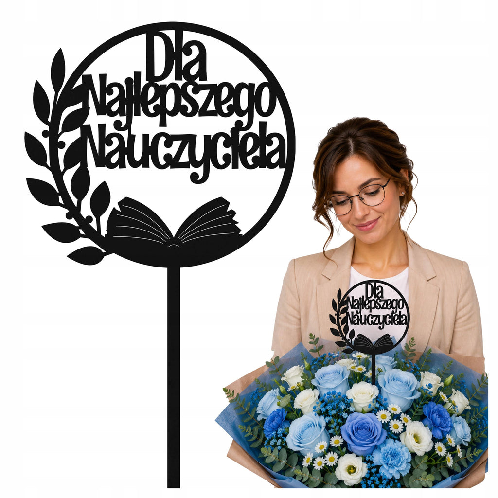Topper Czarny Niezapomniany Dla Nauczyciela Rok Szkolny Pamiątka