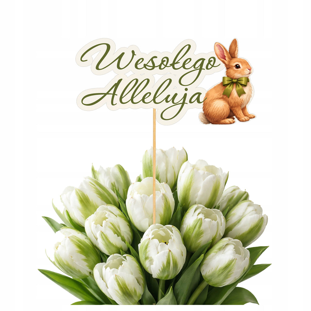 TOPPER dekoracje wielkanocne ZAJĄC ZAJĄCZEK na wielkanoc WESOŁEGO ALLELUJA