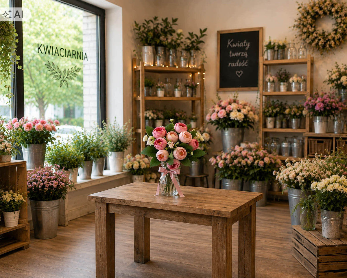 Bukiet Peonia Brzoskwinia 30cm Pik Kwiaty Sztuczne Jak Żywe Gałązka PIWONIA