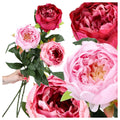 PIWONIE Peonie Kwiaty Sztuczne Jak Żywe Bukiet Zestaw 3szt Gałązki Stroik