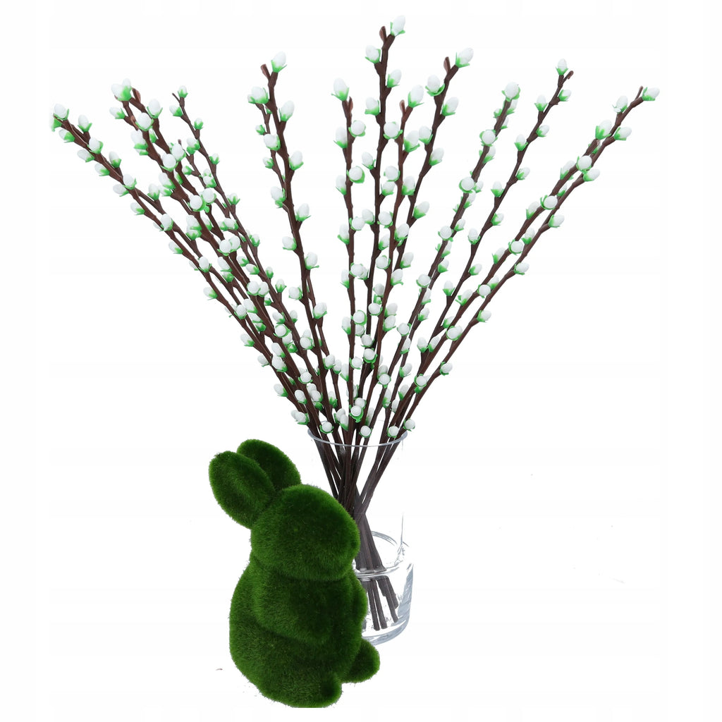 Sztuczne BAZIE 47cm KOTKI listki do ŚWIĘCONKI 30szt dekoracje WIELKANOCNE