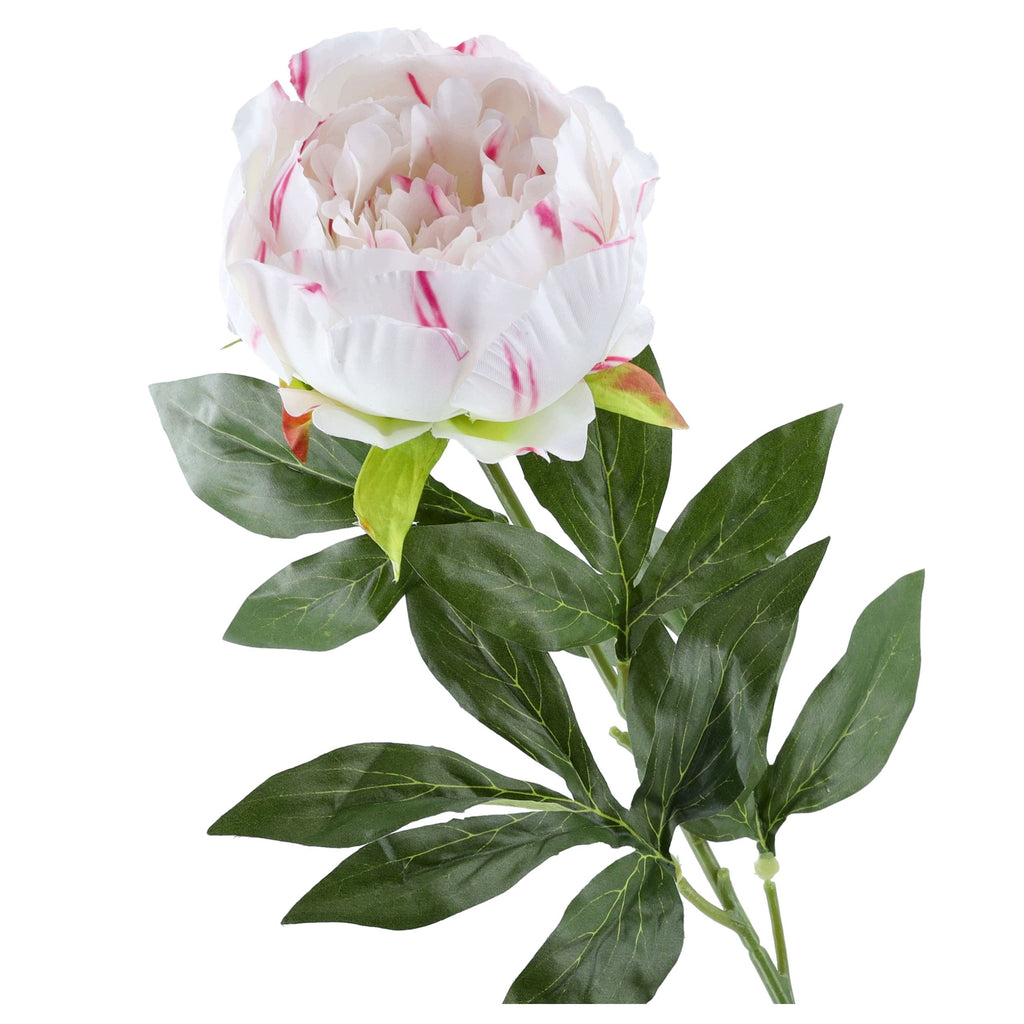 Gałązka Peonia Biały Dodatek Amarant 78cm Kwiaty Sztuczne Jak Żywe Główka
