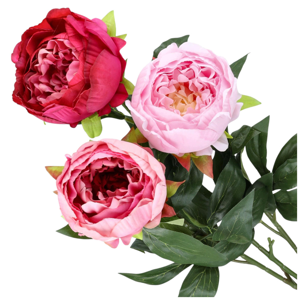 PIWONIE Peonie Kwiaty Sztuczne Jak Żywe Bukiet Zestaw 3szt Gałązki Stroik