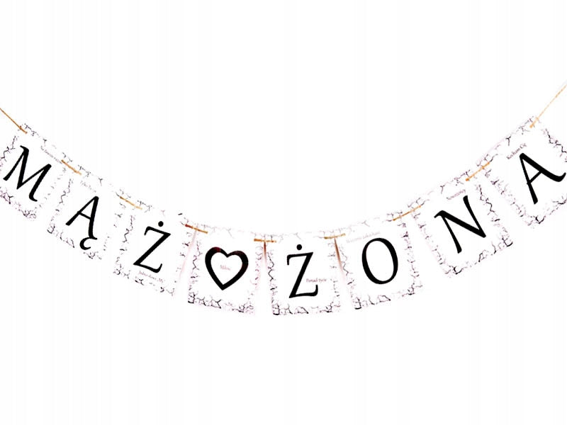 Baner MĄŻ ŻONA Weselny Dekoracja Ślubna 100cm