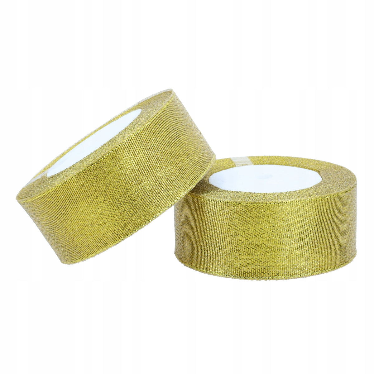 WSTĄŻKI złote BROKATOWE 2szt DIY rękodzięło KOKARDY prezenty 38mm tasiemki