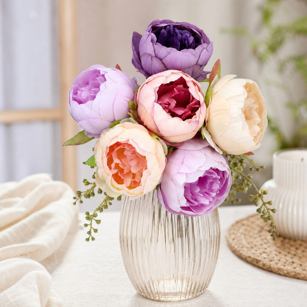 Główki Peonie 6szt MIX kolorów pastelowe kwiatowe wyrobowe Dekoracja KWIAT
