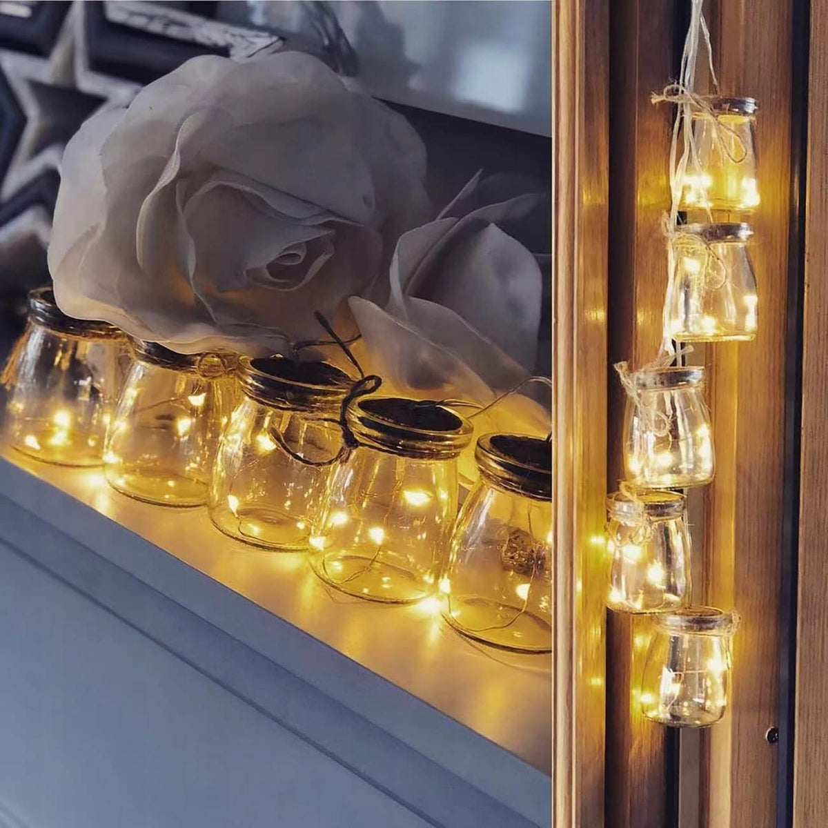 LAMPKI LEDOWE druciki LED na baterie na druciku zimne 2m dekoracja stołu