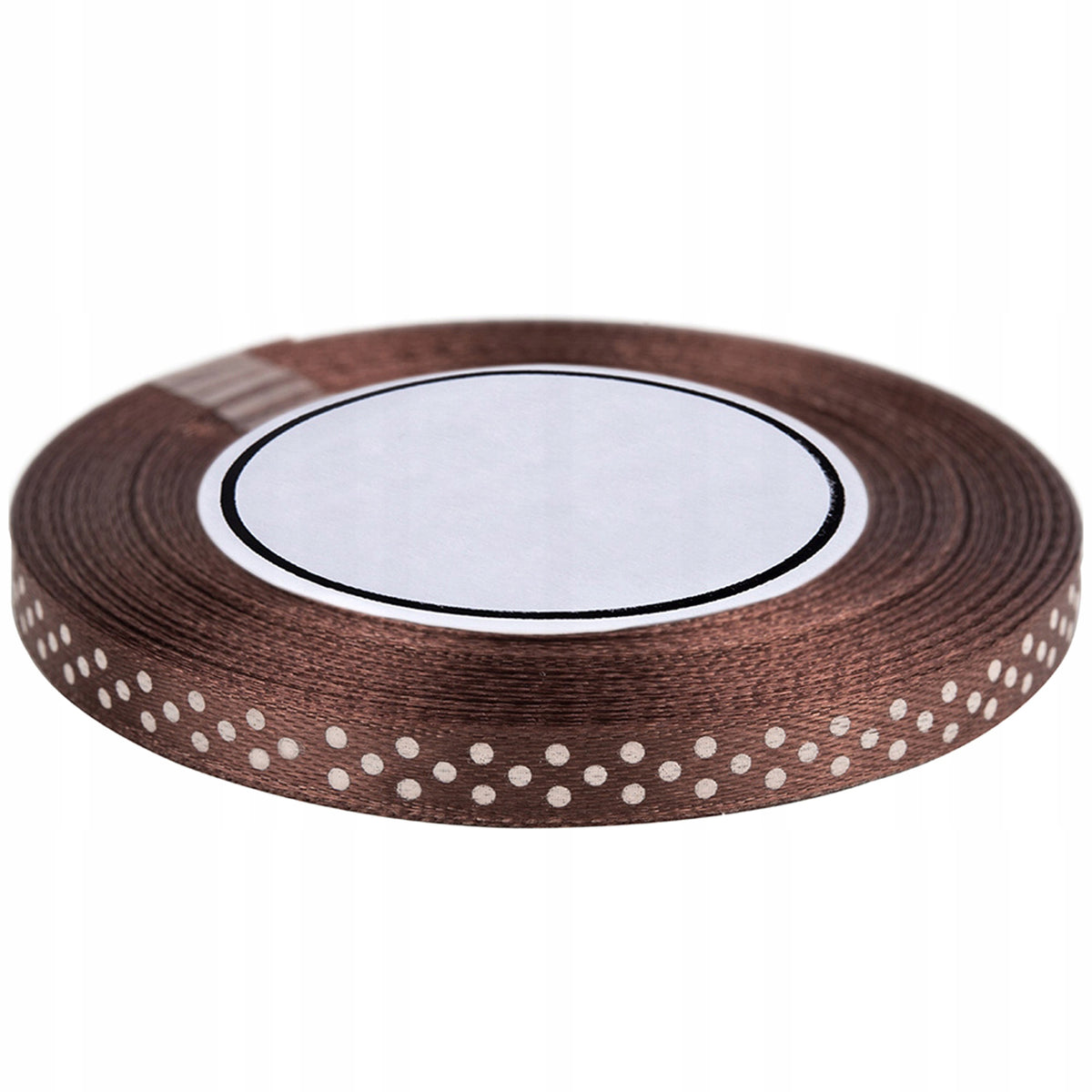 Wstążki w Kropki Tasiemka Satyna 6mm/22mb Brąz