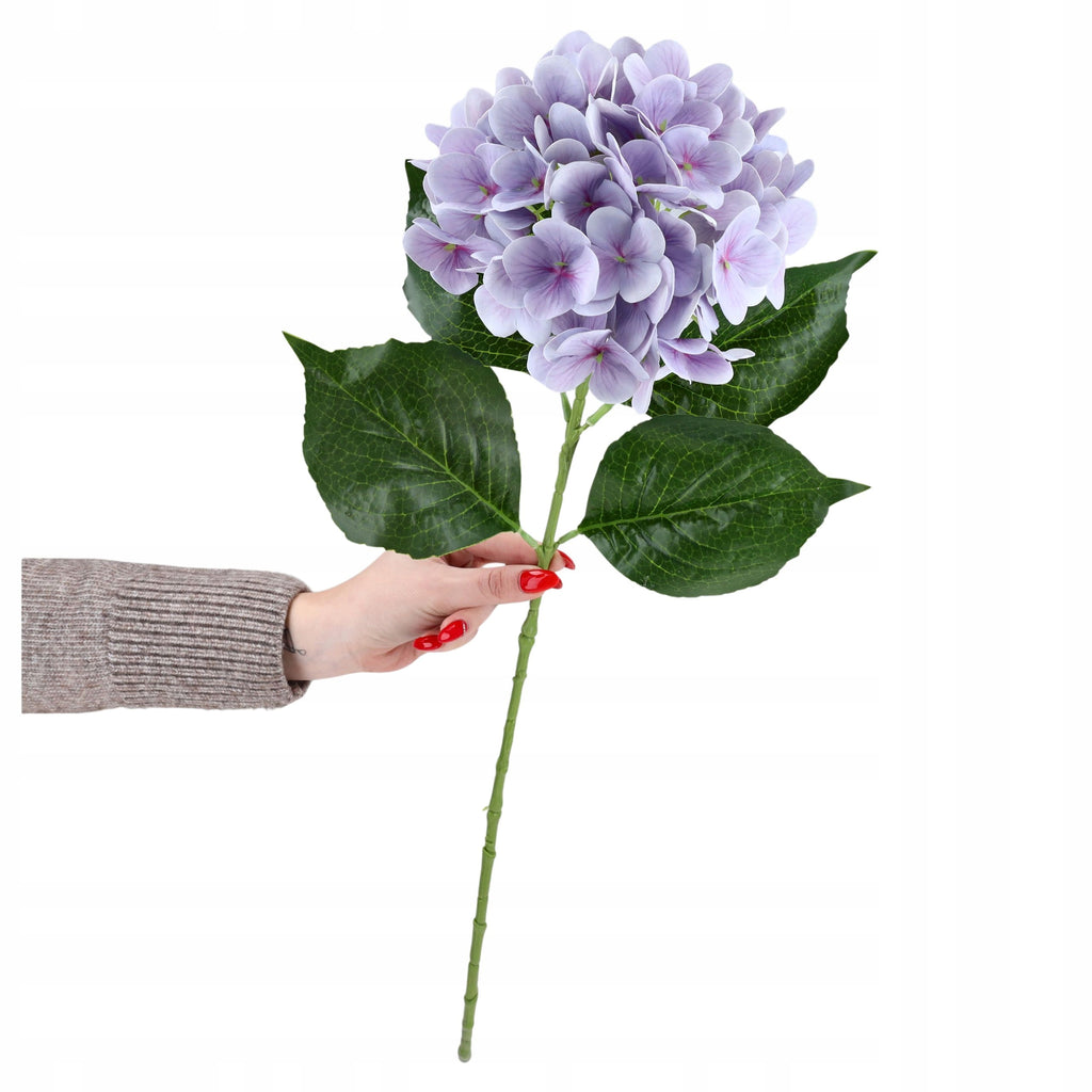HORTENSJE SZTUCZNE KWIATY gałązka hortensji HORTENSJA 68cm na LIŚCIE listki