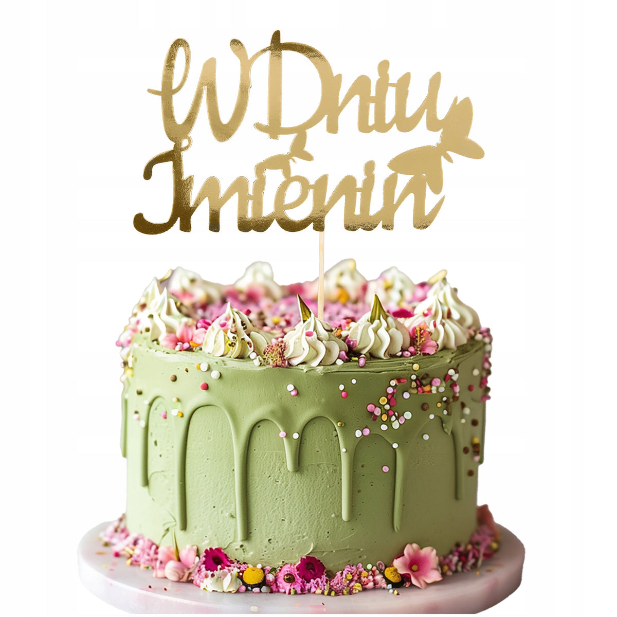 Topper Na Tort Toper Dekoracje Ozdoba Imieniny Flower Boxa Do Prezentu