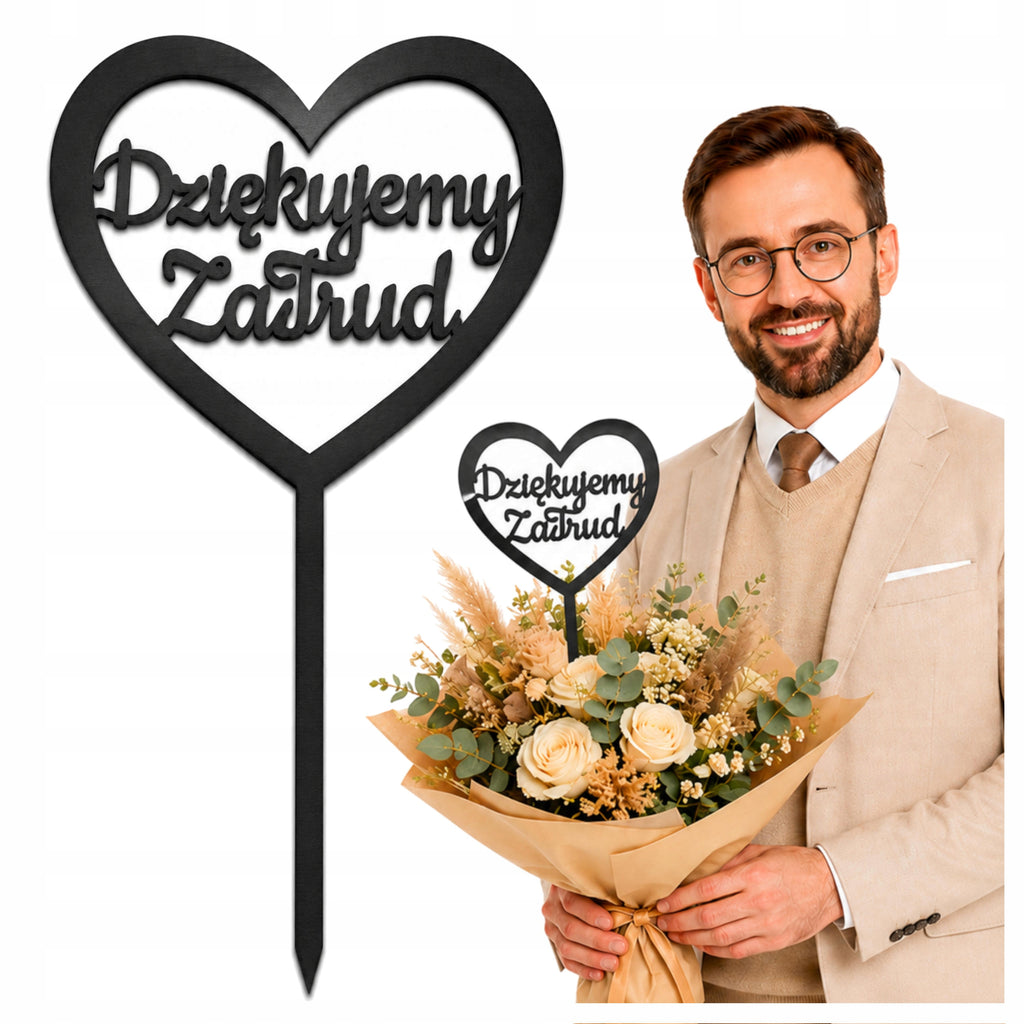 Topper Czarny Koniec roku Ozdoba Do Bukietu Dodatek Florystyczny Prezent