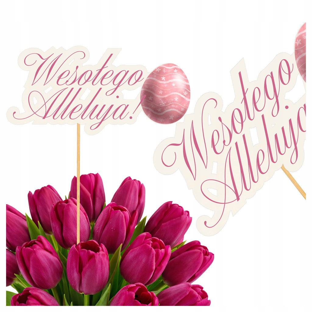 TOPPER WIELKANOCNY toper na WIELKANOC dekoracja do BABKI ŚWIĘCONKI pisanka