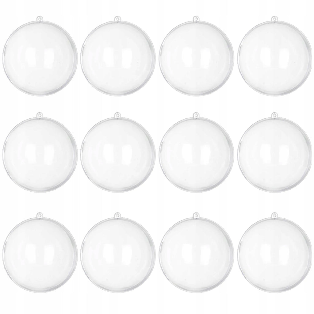 KULE AKRYLOWE 8cm 12szt PLASTIKOWE BOMBKI kula transparentne przezroczyste