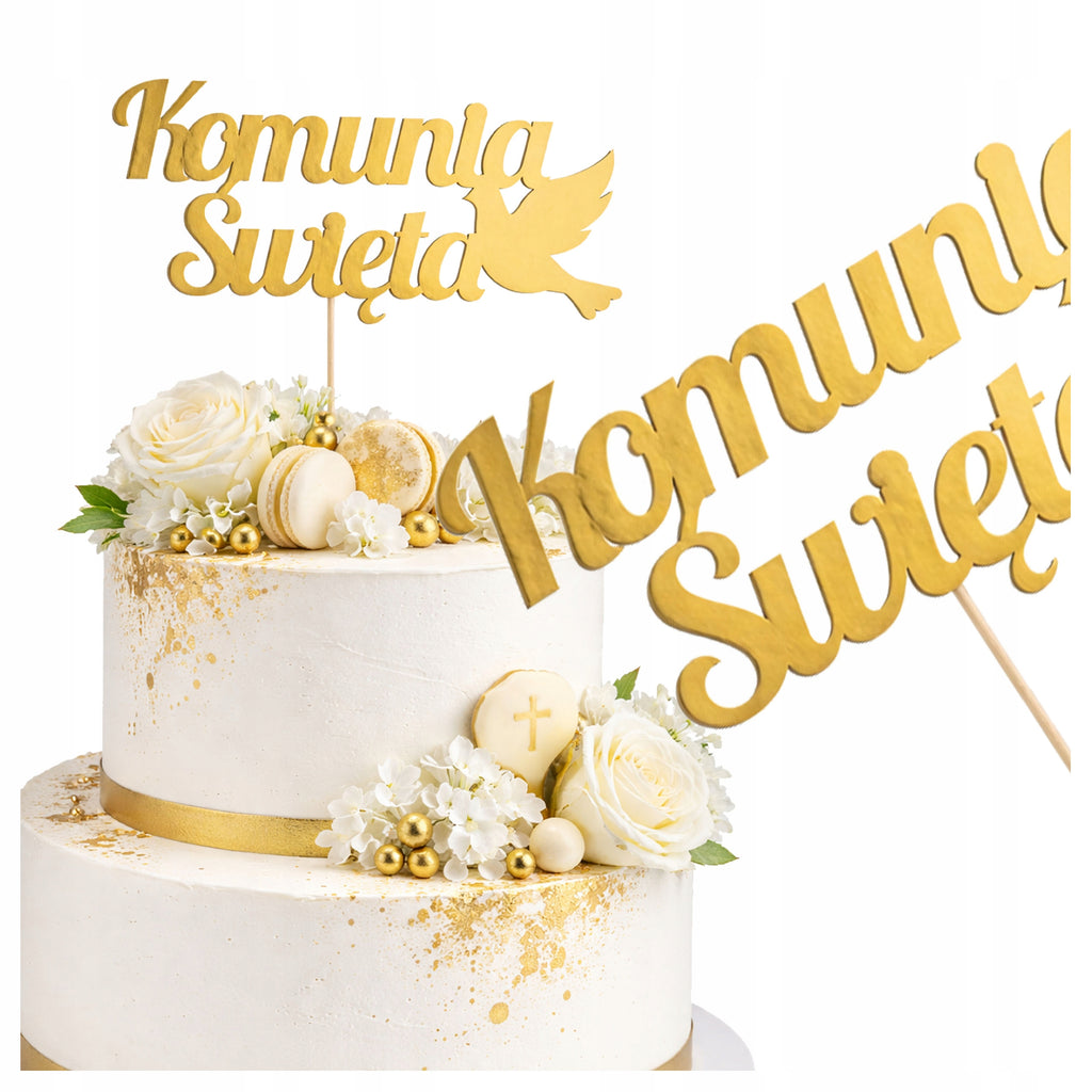 Topper Na Tort Komunia Święta Dekoracja Komunijna Toper Ozdobny Na Komunię