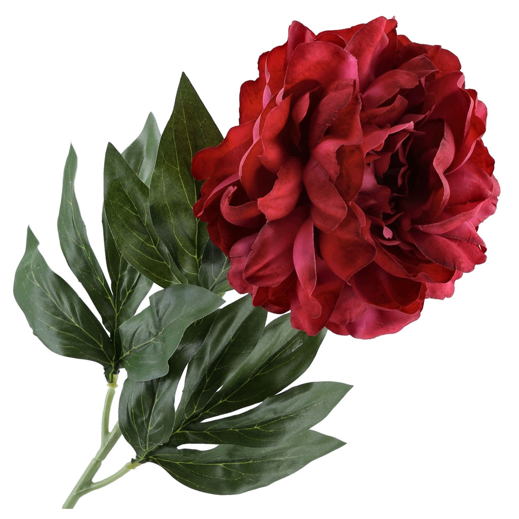 Gałązka Peonia 77cm Bordo Kwiaty Sztuczne Jak Żywe Kompozycja Kwiatowa