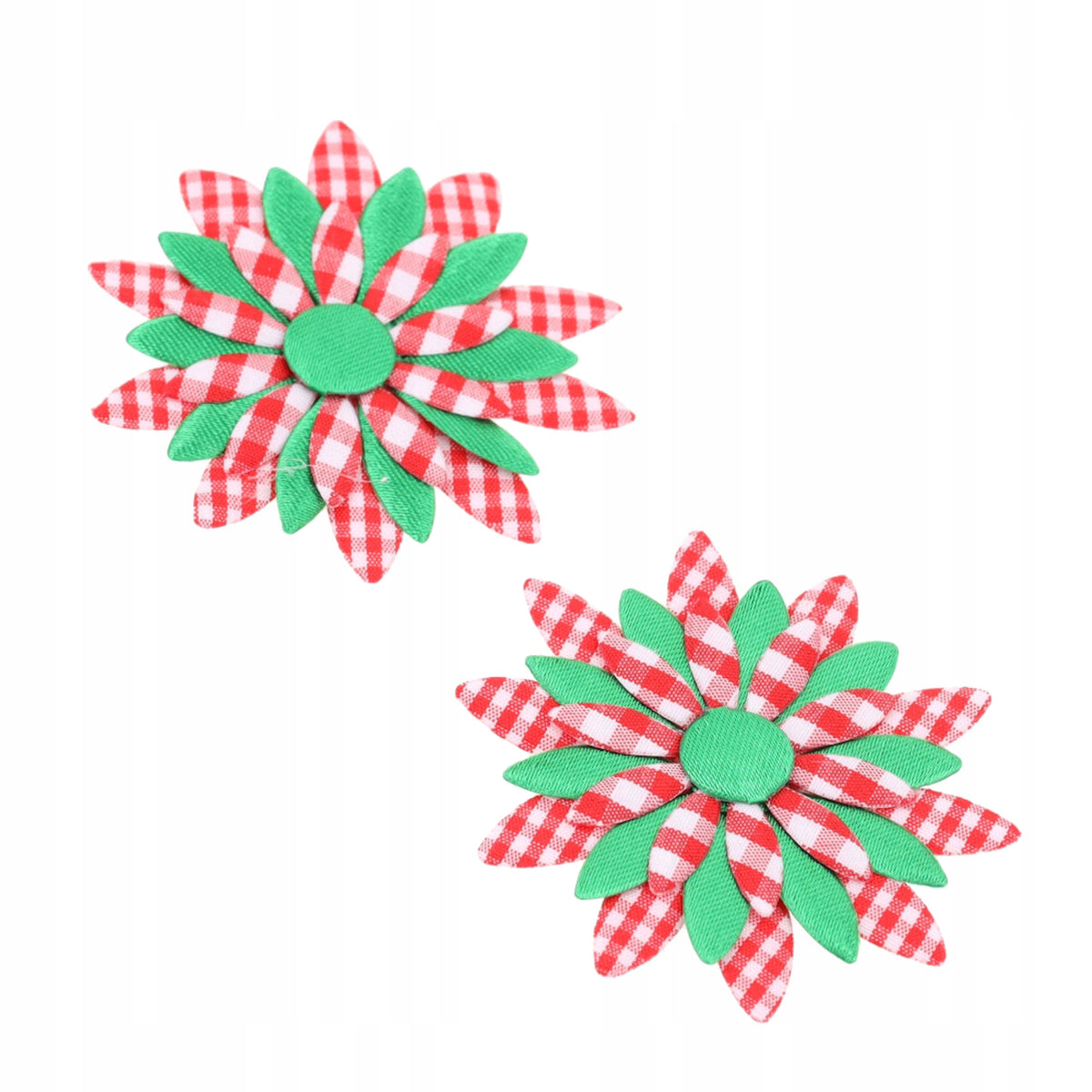 Aplikacja Kwiatek Duży Czerwień Zieleń Kratka 2szt