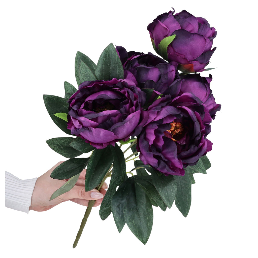 Bukiet Peonia Śliwka Fiolet 45cm aż 5 główek Kwiaty Sztuczne Jak Żywe