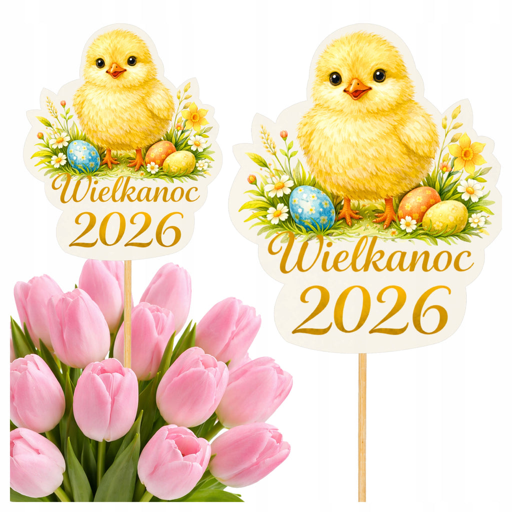 TOPPER KURCZAK WIELKANOCNY wielkanoc 2026 dekoracje stołu ŚWIĘCONKA piker
