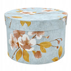 Flower Box Duży Okrągły Szary w Kwiaty Prezent DIY Dla Mamy Sztuczne Kwiaty