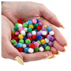 Pompony mini POLIESTROWE KOLOROWE puszyste 1cm 120szt do dekoracji MIX