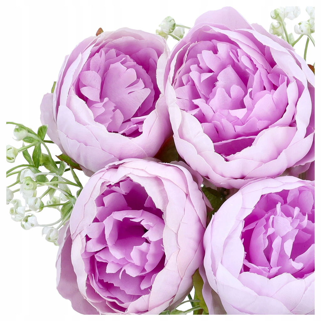 Bukiet Peonie Lawendowy SZTUCZNE KWIATY Do Wazonu Stroik Wesele Jak Żywe