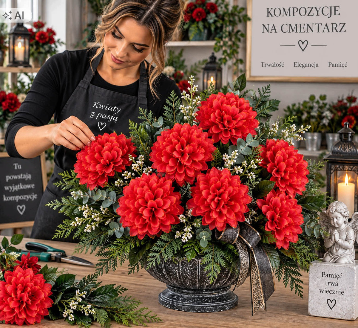 Bukiet Chryzantema Czerwony Dekoracje Kwiatowe Do Wazonu Bukietu Stroika