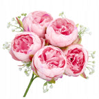 Bukiet Peonie RÓŻ BRZOSKWINIA z Gipsówką Kompozycja Na Stół Do Wazonu Ślub