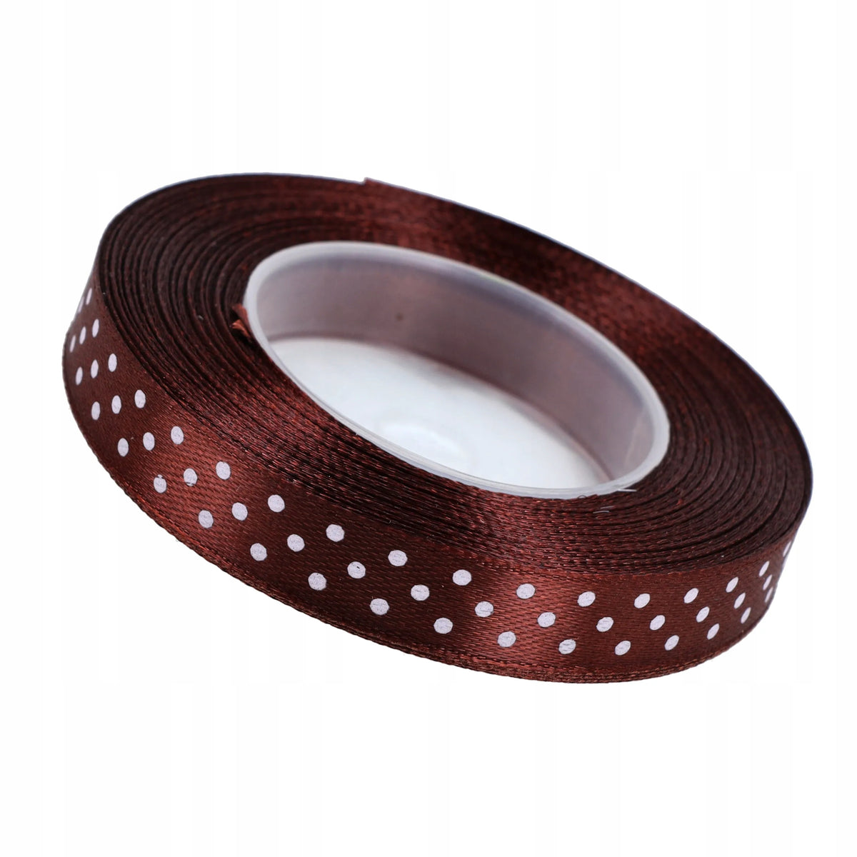 WSTĄŻKA W KROPKI BRĄZOWA w grochy do dekoracji TAŚMA tasiemka ozdobna 12mm