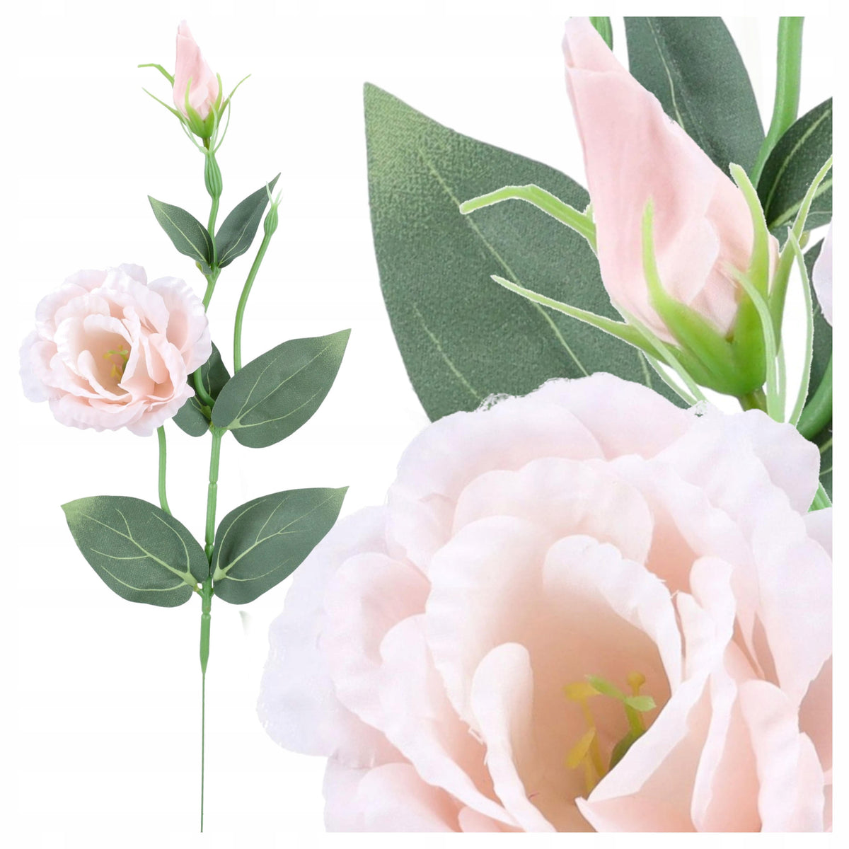 KWIATY SZTUCZNE EUSTOMA gałązka ozdobna 50cm stroik bukiet EUSTOMY ozdobne