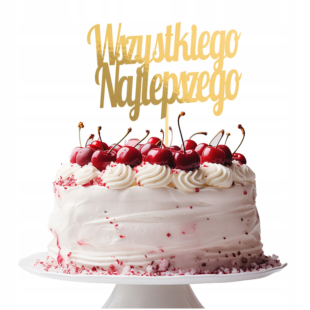 Topper Na Tort Urodziny Dekoracja Tortów Urodzinowych Ozdoba Złota Toper